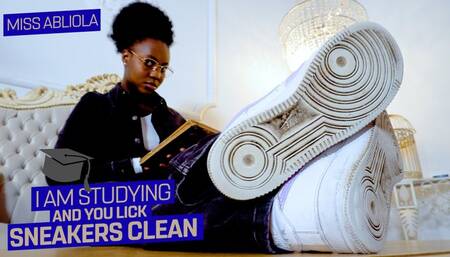 I am studying for my studies and lick my sneakers clean! ( Sneaker Fetish with Mistress Abiola ) - 640p wmv