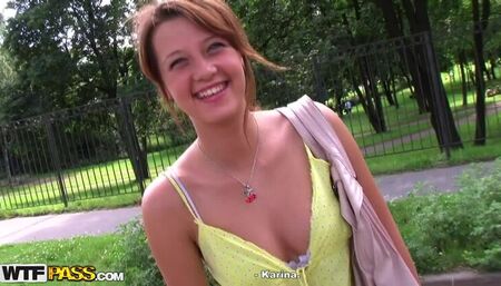 Outdoor threesome with a teen