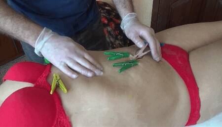 Alex laid out a large assortment of torment devices on the Bb