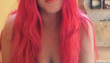 Smoking 100s in bikini and short shorts - red lips