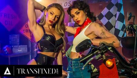 Mechanic Brookly Gray Services Biker Jade Venus' TRANS COCK And Gets FACE FUCKED!