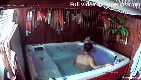 IPCAM – French blonde Milf gets fucked in a jacuzzi