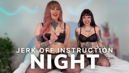 Jerk Off Instruction Night JOI Sensual Hot Sexy Masturbation Encouragement Tattooed Goddesses Two Girls Drain Balls Cum Countdown