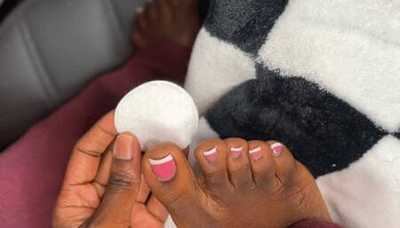 Cleaning My French Pedicured Toes