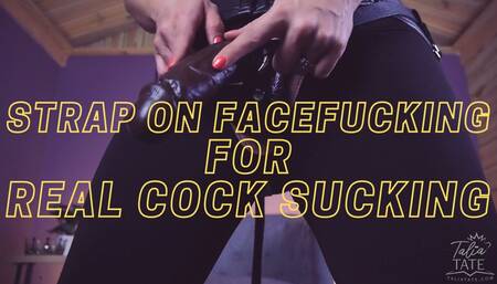 Strap-On Face Fucking for Real Cock Sucking-Slut Training with POV Strap-On and Bisexual Encouragement