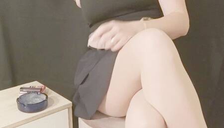 Smoking, pantyhose, skirt