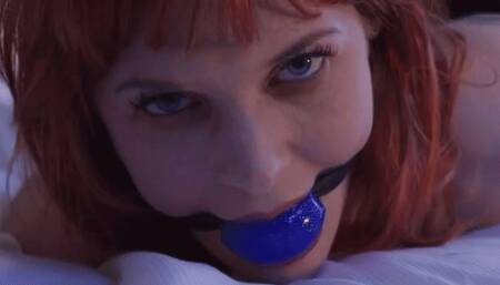 Kitty naked masturbating ball gagged and leather strapped