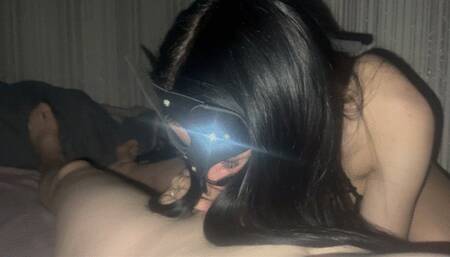 Deep blowjob from an 18 year old teen in beautiful lingerie! POV!