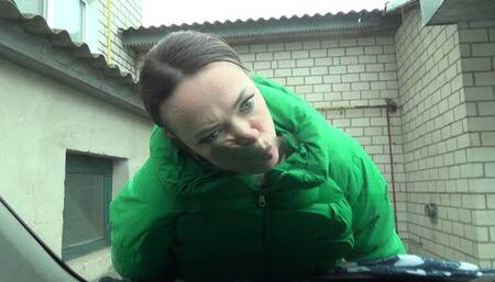 face on glass of a car 1