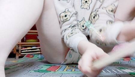 Fuzzy silly baby bear puzzle and pee