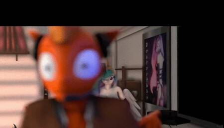 My Little Pony unicorn uses her magic to fuck dragon boy