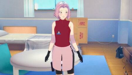 Naruto slides his cock into Sakura's tight ninja pussy