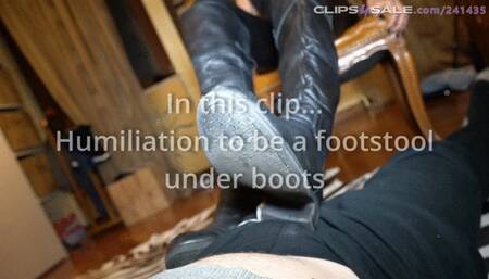 Cruel Boot ball stomping, femdom boot domination clean her dirty boot over her cock slave with verbal humiliation
