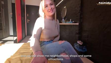 Natalie Wayne - Naughty blonde welcomes new neighbor wi