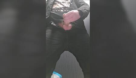 Quick Risky Wank in Public Toilet