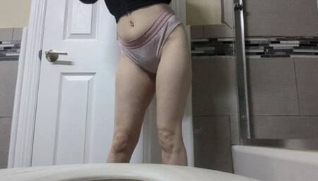 Peeing Over Toilet 3 Times Squat Spread and Spray 2