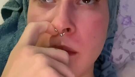 Diana cleans her long nose