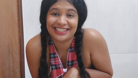 Schoolgirl pees on your face, professor