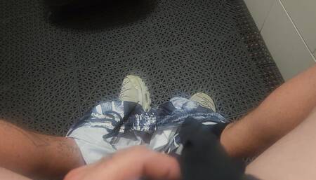 Masturbating in a Public Toilet - Big Load