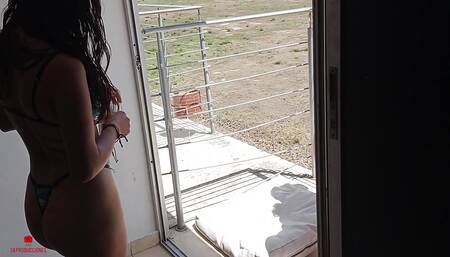 I'm Very Horny and I Call My Stepsister to the Balcony and I Turn Her on to Fuck Her