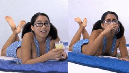 eRica drinks a glass of cum while telling you about what kind perv you are!