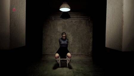 Interrogation of an imprisoned woman in a bunker room (prison play)