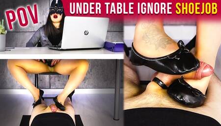 Ballet Flats Shoejob Under Table - Office Style and Ignore Fetish POV