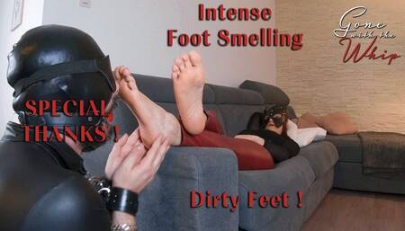 Dirty Feet Smelling with Red Leather Leggings
