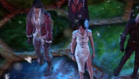 Sexy succubus gets roughly face fucked in a dirty back alley gangbang