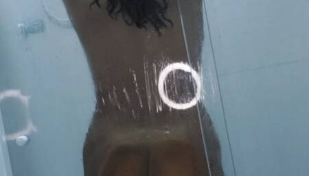 MILF Playing with the glass in the shower