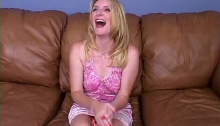 Filling the mouth of hot blonde milf