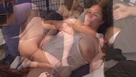 Bbw brunette fucking a black and white cock