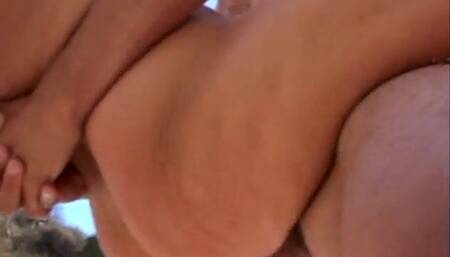 Blonde bitch gets banged in her both holes near the swimming pool