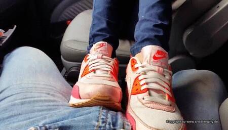 cock trampling with cute airmax and happy end over her shoes