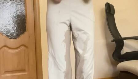 Diana with her hands tied pee in her pants