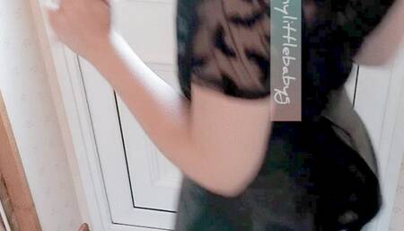 Goth girl strips and takes of all her clothes