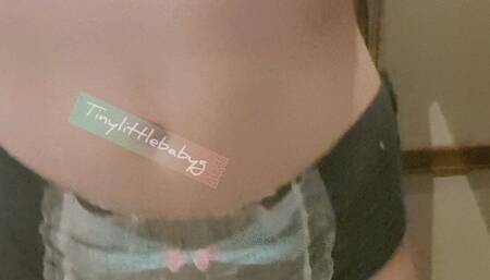 Wetting my black pull up wearing black latex