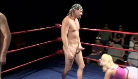 Horny sluts sucking cock in the ring