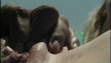 Busty blonde ass fucked interracially till cum spills on her