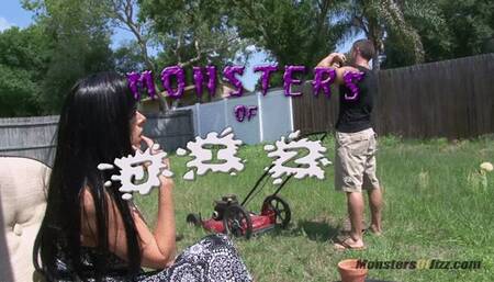 Big Tit Hotwife Sucks Off The Lawn Guy And He Cums BIG