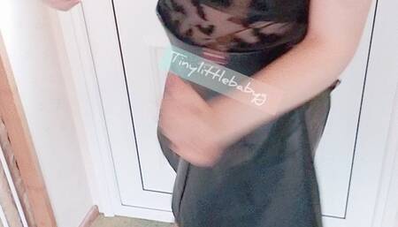 Goth girl slowly strips and takes of her clothes