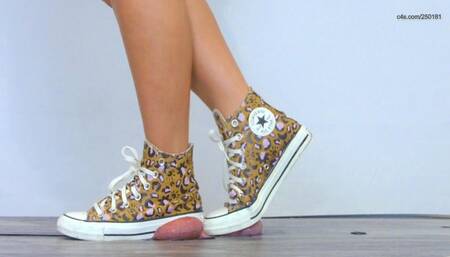 Ambers Wild Converse Hi Tops - Extreme Cock and Balls Trample - Floor View