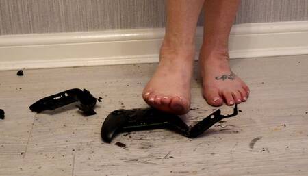 Microsoft Xbox Controller Crush under blue suede platform heels