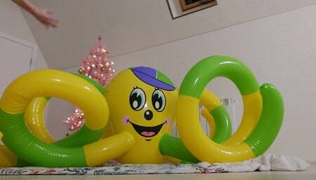 An unexpected attack by an inflatable octopus on Alla and hugs with pleasure!!!