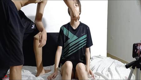 My Horny Stepsister Pretends to Have Something in Her Throat so She Can Suck My Huge Cock.