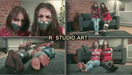 Arina and Foxy - Struggling in tape bondage (FULL HD MP4)