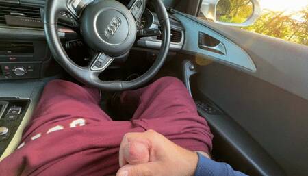 Handjob until cum in the car from stranger girl