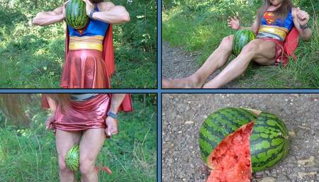Emily Crushing A Watermelon