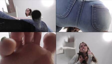 NINA MOROVIC - Poor tiny man - Giantess domination with shoes barefeet and ass, spitting