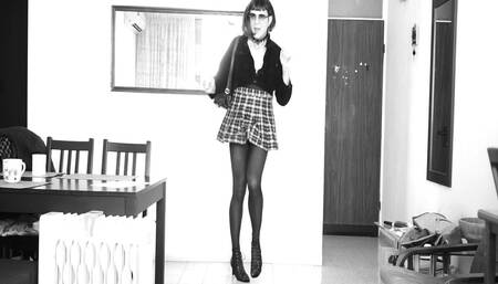 Short Striptease. Short Skirt.